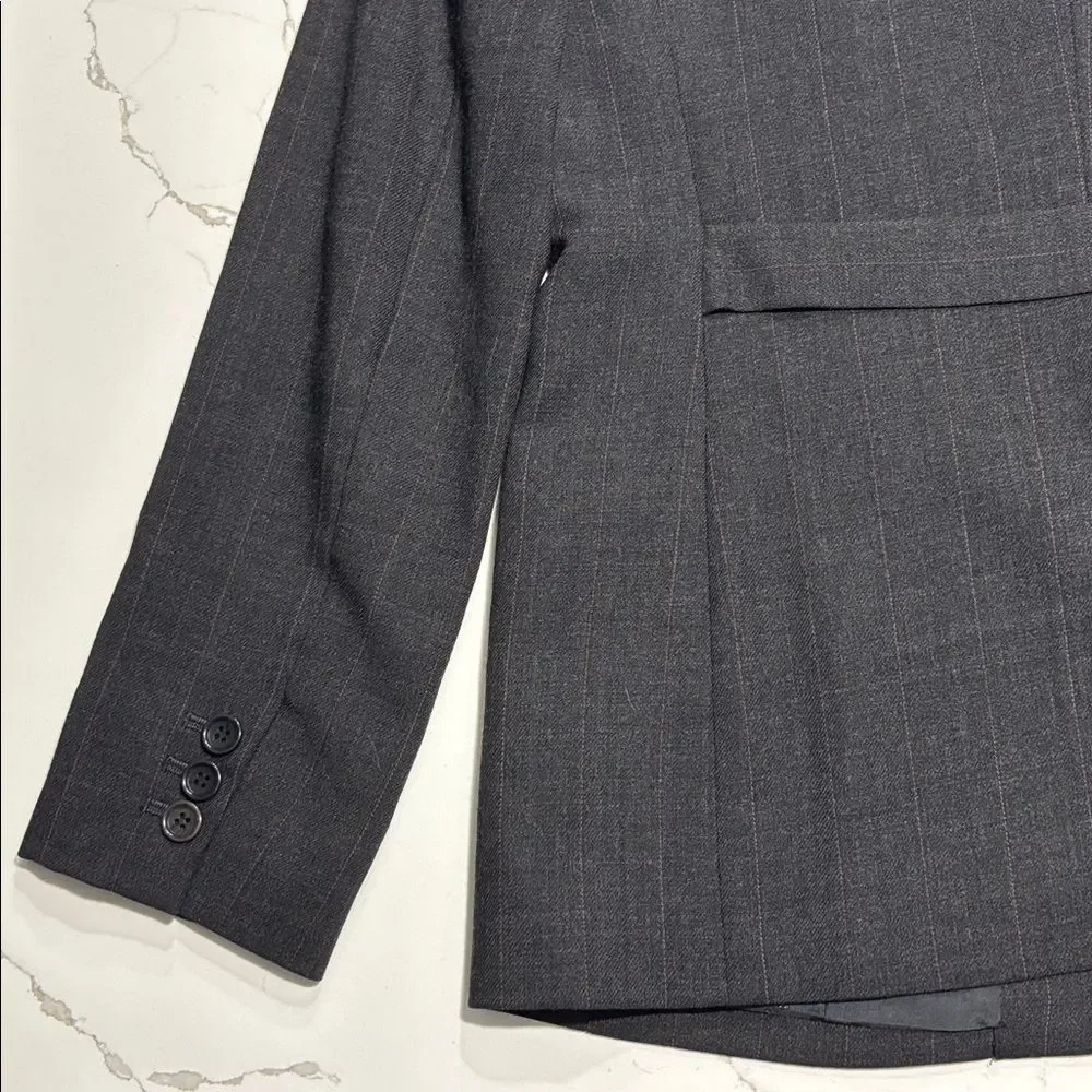 Ann Taylor Women's Wool Blazer Dark Gray Grey Pinstripe Business Jacket Size 6P